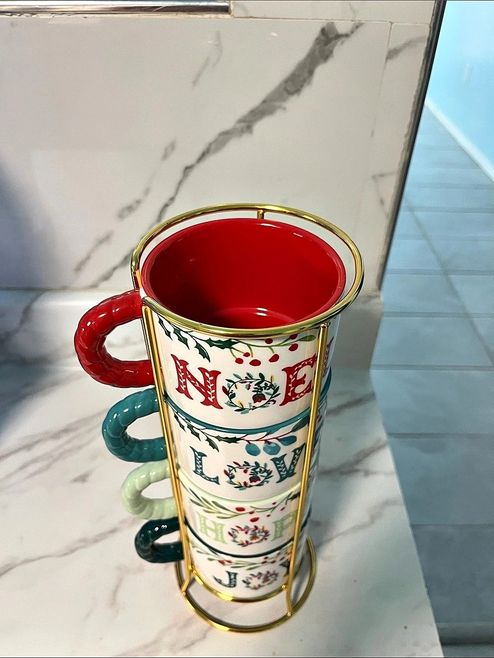 Floral 4-Mug Display Rack in Multicolor - Picture 2 of 5